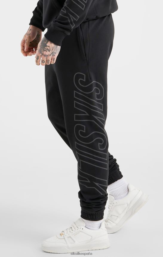 vestir es SikSilk hombres pantalón deportivo negro con marca grande y ajuste relajado 4NP28R525