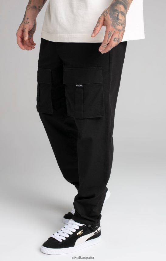 vestir es SikSilk hombres pantalones cargo negros ripstop 4NP28R512