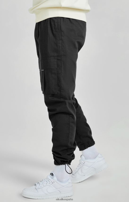 vestir es SikSilk hombres pantalones cargo negros ripstop 4NP28R512