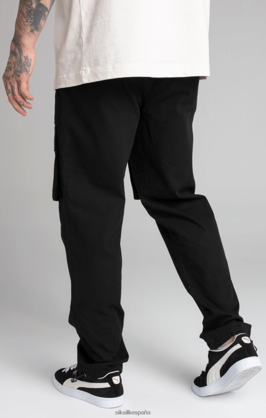 vestir es SikSilk hombres pantalones cargo negros ripstop 4NP28R512