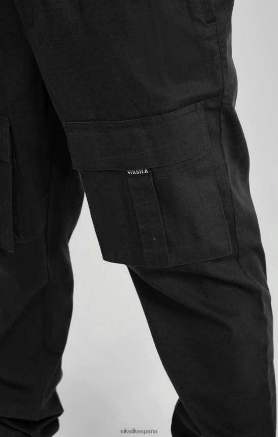 vestir es SikSilk hombres pantalones cargo negros ripstop 4NP28R512