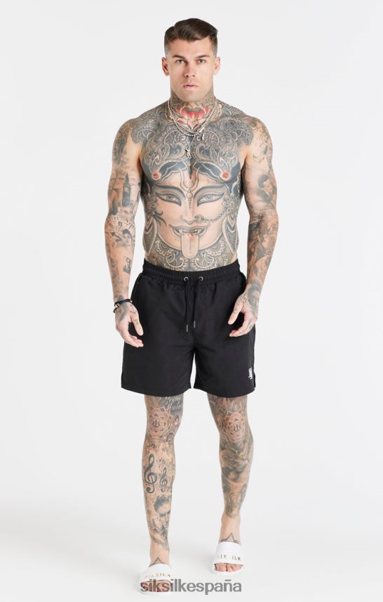 vestir es SikSilk hombres short de baño esencial negro 4NP28R617