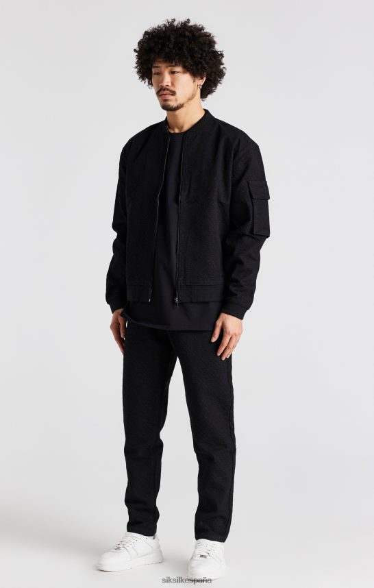 vestir es SikSilk hombres Vaqueros negros de corte slim con logo repetido 4NP28R546