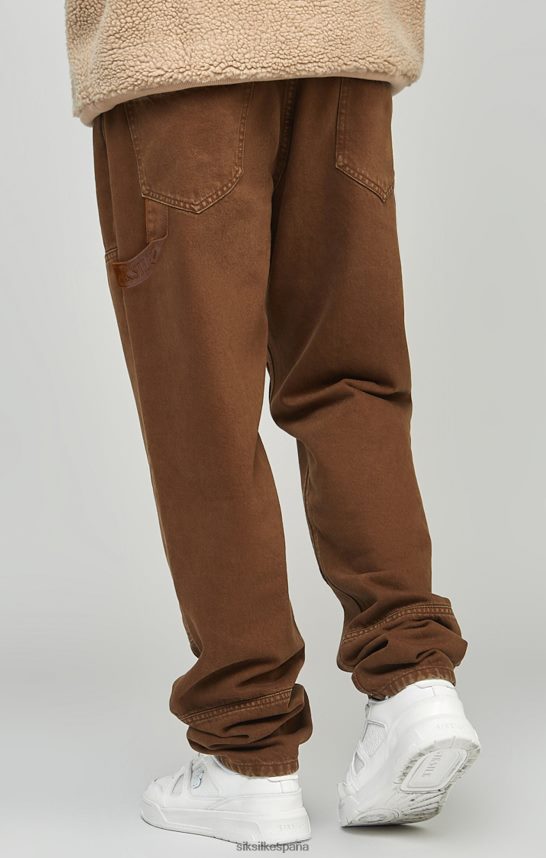 vestir es SikSilk hombres denim carpintero marrón de corte recto 4NP28R549