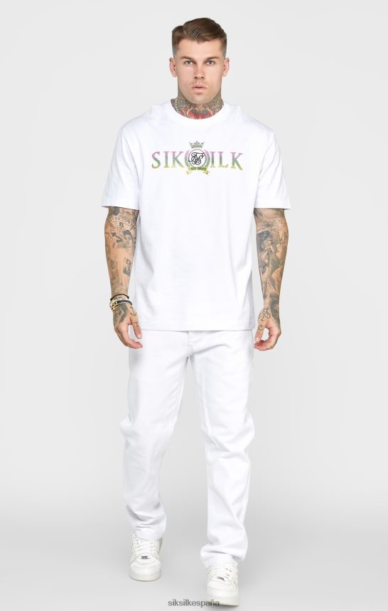 vestir es SikSilk hombres denim corte recto rosa blanco 4NP28R550