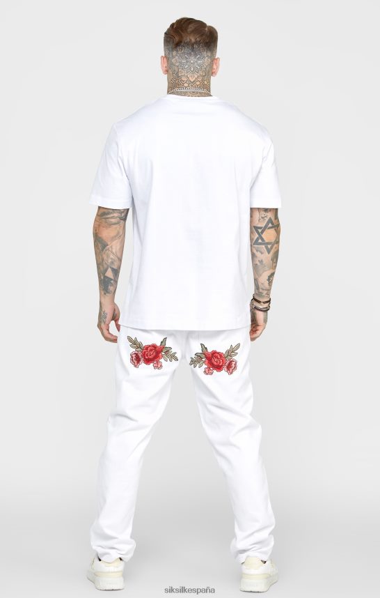 vestir es SikSilk hombres denim corte recto rosa blanco 4NP28R550