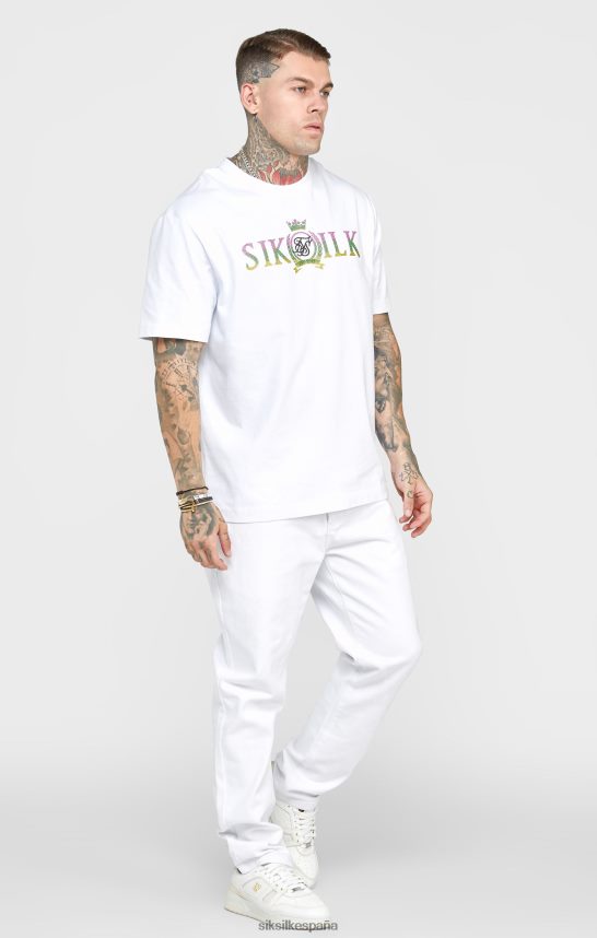 vestir es SikSilk hombres denim corte recto rosa blanco 4NP28R550