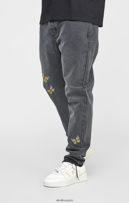 vestir es SikSilk hombres denim recto con mariposas en color negro 4NP28R562