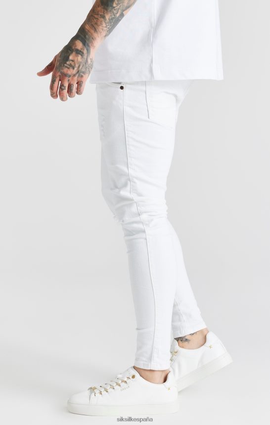 vestir es SikSilk hombres jeans ajustados desgastados esenciales blancos 4NP28R553