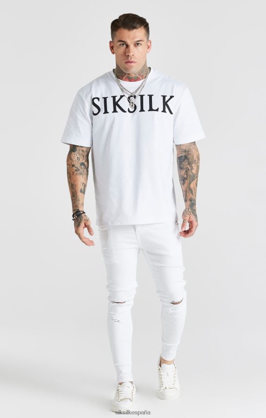 vestir es SikSilk hombres jeans ajustados desgastados esenciales blancos 4NP28R553