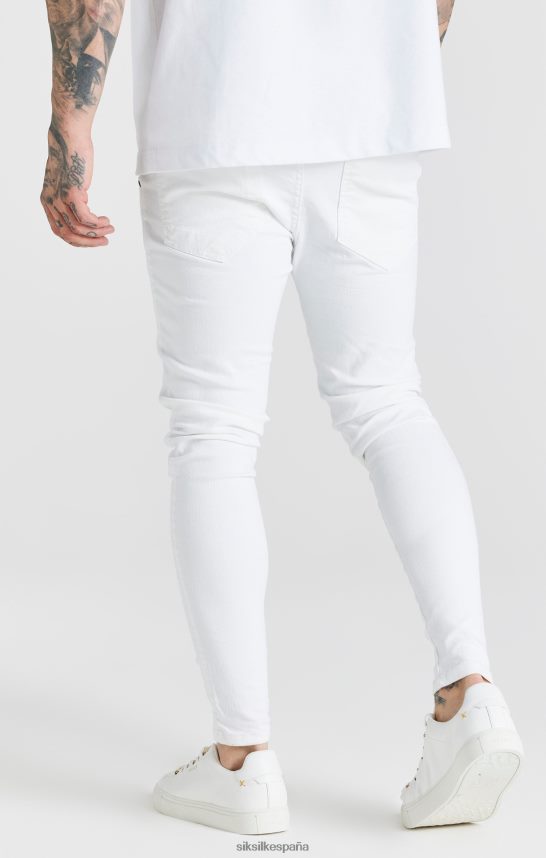 vestir es SikSilk hombres jeans ajustados desgastados esenciales blancos 4NP28R553