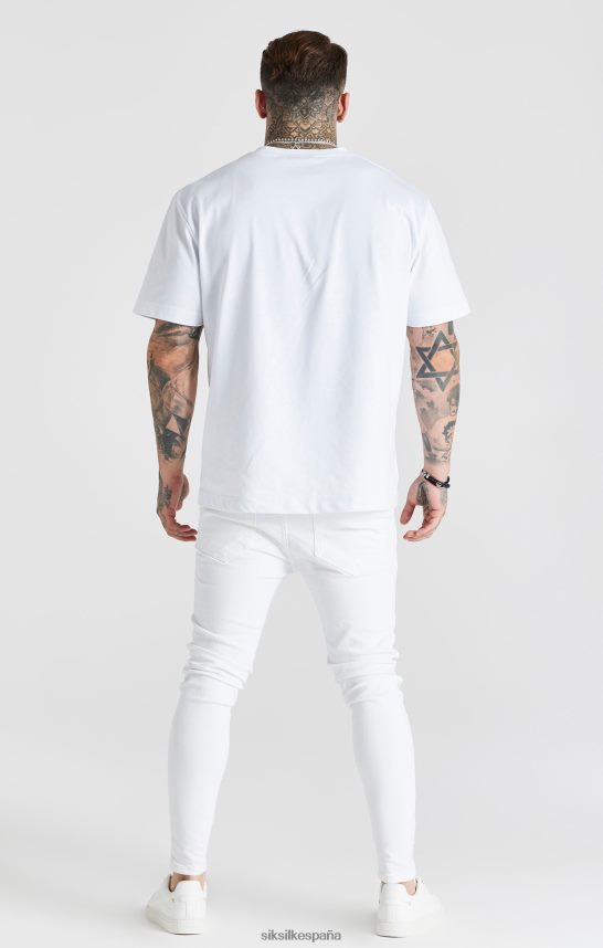 vestir es SikSilk hombres jeans ajustados desgastados esenciales blancos 4NP28R553