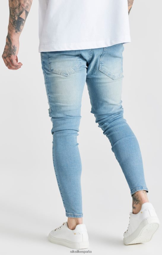 vestir es SikSilk hombres jeans ajustados desgastados esenciales lavados en azul 4NP28R551