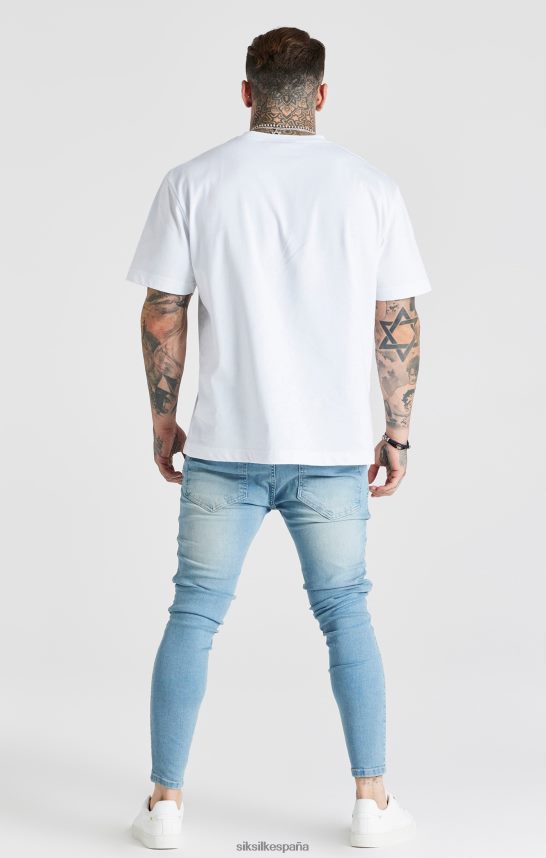 vestir es SikSilk hombres jeans ajustados desgastados esenciales lavados en azul 4NP28R551