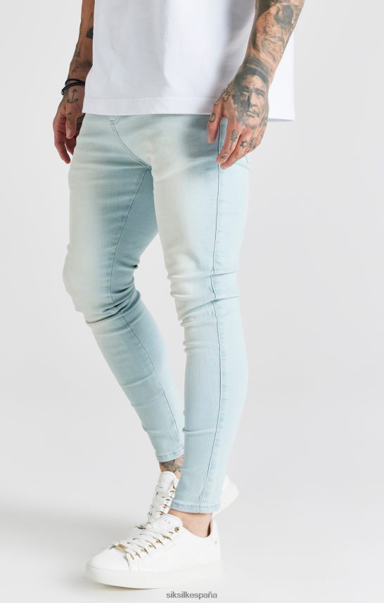 vestir es SikSilk hombres jeans ajustados esenciales azul claro 4NP28R552