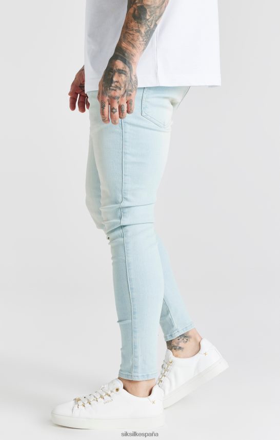 vestir es SikSilk hombres jeans ajustados esenciales azul claro 4NP28R552