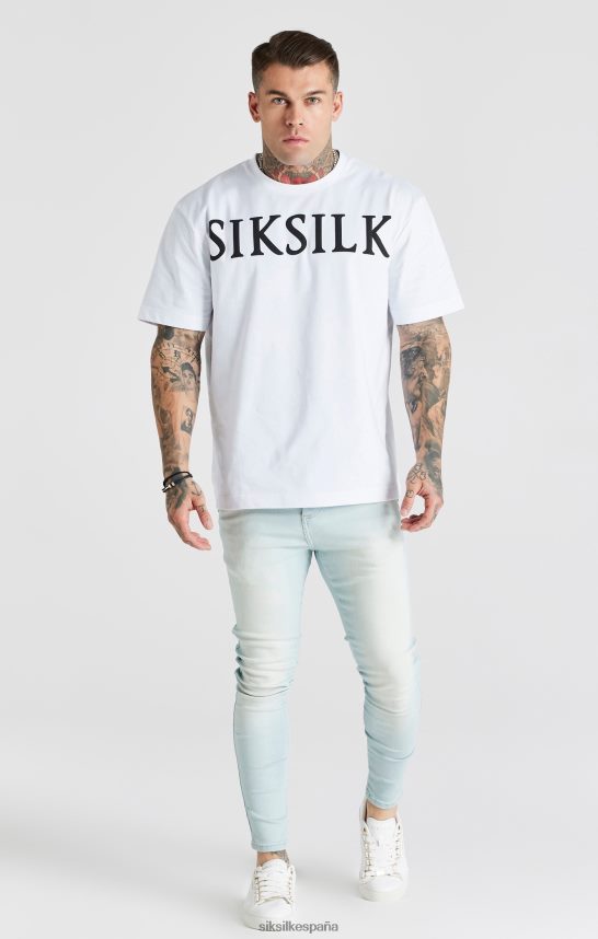 vestir es SikSilk hombres jeans ajustados esenciales azul claro 4NP28R552