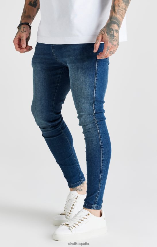 vestir es SikSilk hombres jeans ajustados esenciales lavados azules 4NP28R556