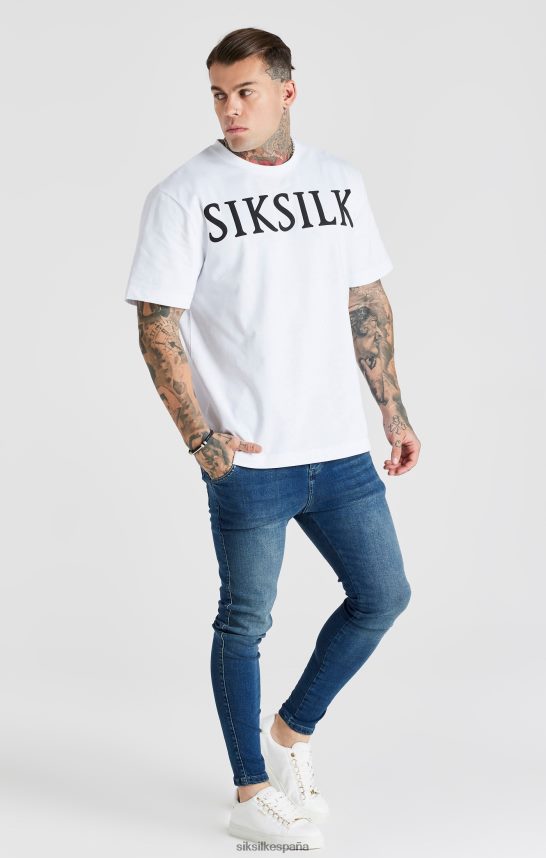vestir es SikSilk hombres jeans ajustados esenciales lavados azules 4NP28R556