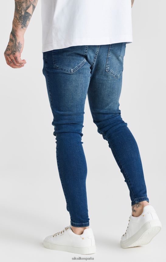 vestir es SikSilk hombres jeans ajustados esenciales lavados azules 4NP28R556
