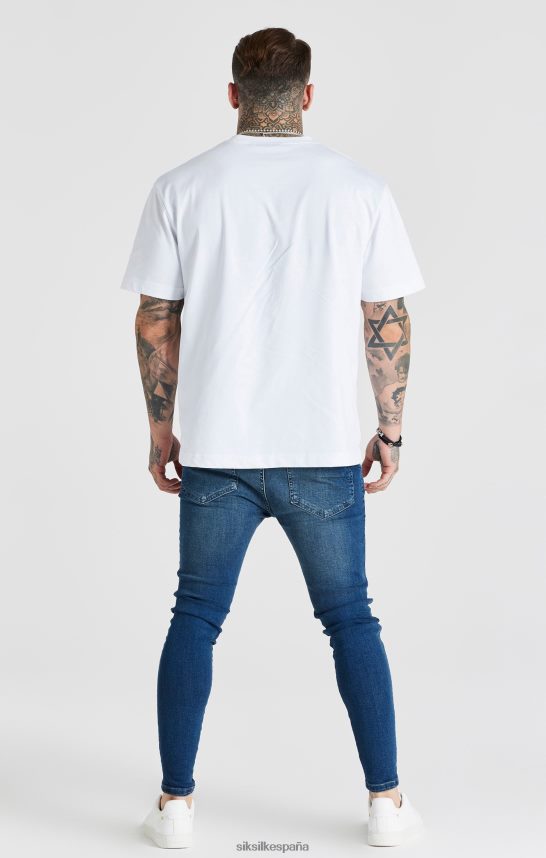 vestir es SikSilk hombres jeans ajustados esenciales lavados azules 4NP28R556