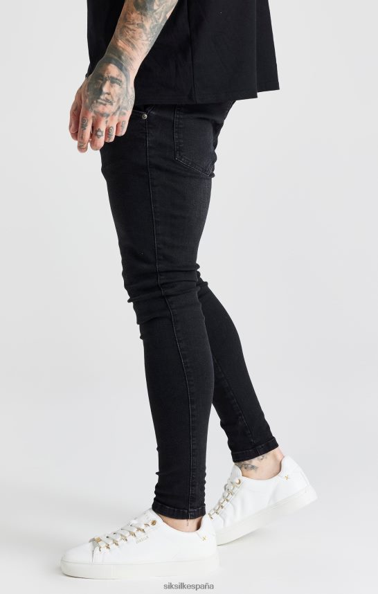 vestir es SikSilk hombres jeans ajustados esenciales lavados negros 4NP28R557