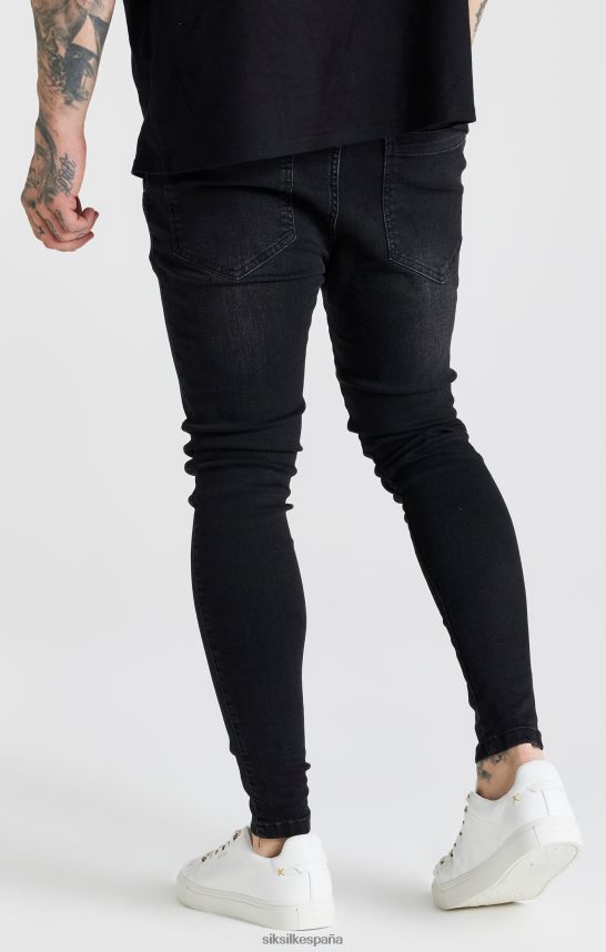 vestir es SikSilk hombres jeans ajustados esenciales lavados negros 4NP28R557