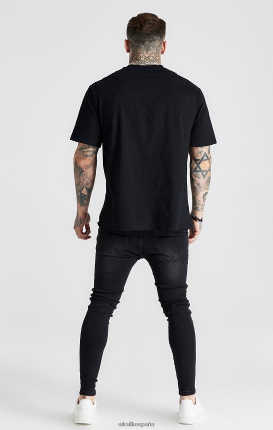 vestir es SikSilk hombres jeans ajustados esenciales lavados negros 4NP28R557