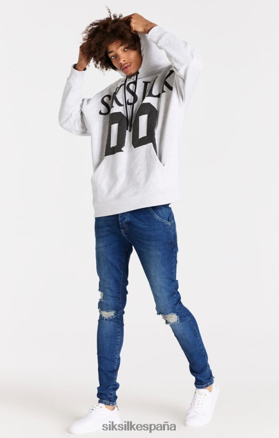 vestir es SikSilk hombres vaqueros azules desgastados y ajustados 4NP28R563