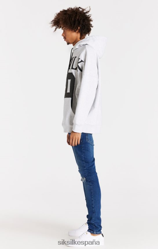 vestir es SikSilk hombres vaqueros azules desgastados y ajustados 4NP28R563