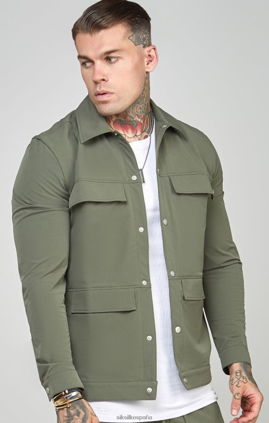 vestir es SikSilk hombres sobrecamisa utilitaria caqui 4NP28R465