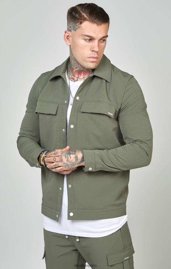 vestir es SikSilk hombres sobrecamisa utilitaria caqui 4NP28R465