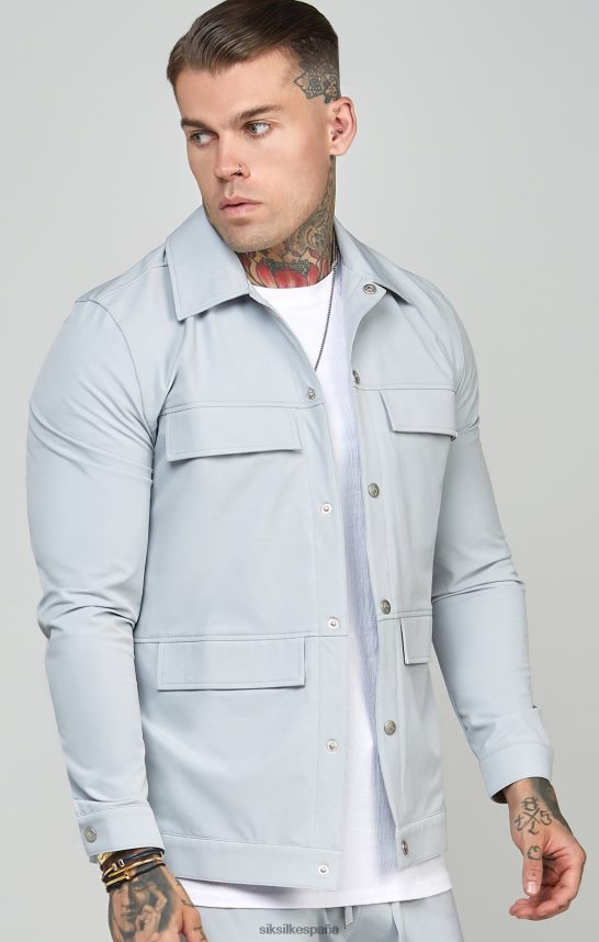 vestir es SikSilk hombres sobrecamisa utilitaria gris 4NP28R462