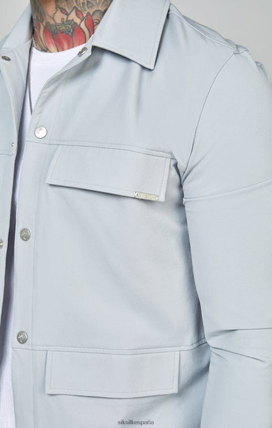 vestir es SikSilk hombres sobrecamisa utilitaria gris 4NP28R462