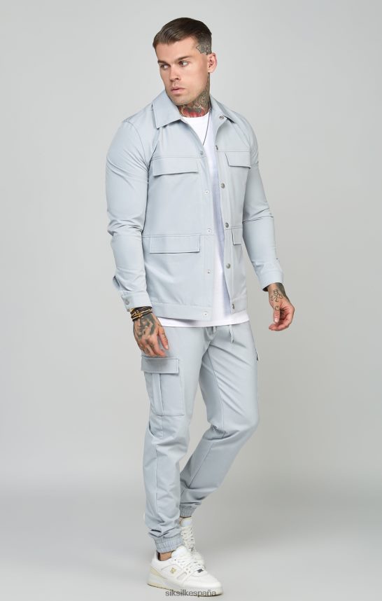 vestir es SikSilk hombres sobrecamisa utilitaria gris 4NP28R462