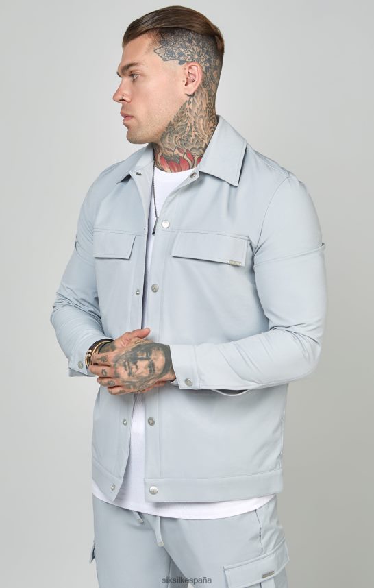 vestir es SikSilk hombres sobrecamisa utilitaria gris 4NP28R462