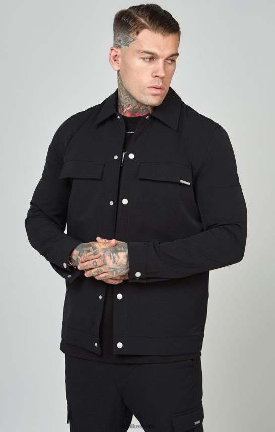 vestir es SikSilk hombres sobrecamisa utilitaria negra 4NP28R464