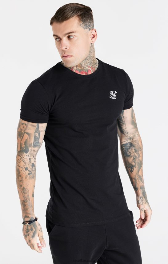 vestir es SikSilk hombres camiseta ajustada negra esencial de manga corta 4NP28R363
