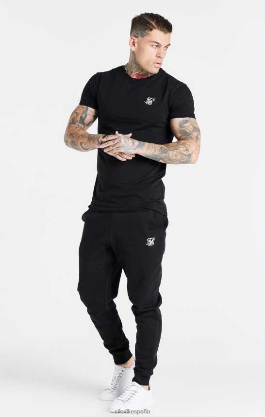 vestir es SikSilk hombres camiseta ajustada negra esencial de manga corta 4NP28R363