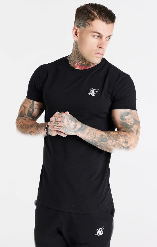 vestir es SikSilk hombres camiseta ajustada negra esencial de manga corta 4NP28R363
