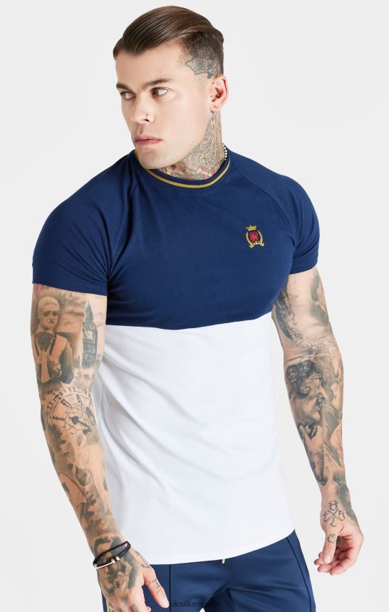 vestir es SikSilk hombres camiseta azul marino ajustada con cortes y costuras 4NP28R377