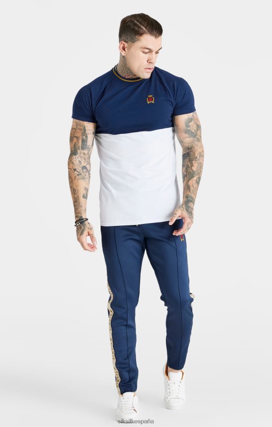 vestir es SikSilk hombres camiseta azul marino ajustada con cortes y costuras 4NP28R377
