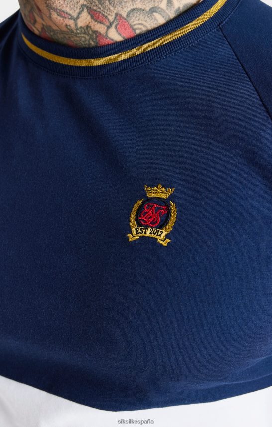 vestir es SikSilk hombres camiseta azul marino ajustada con cortes y costuras 4NP28R377