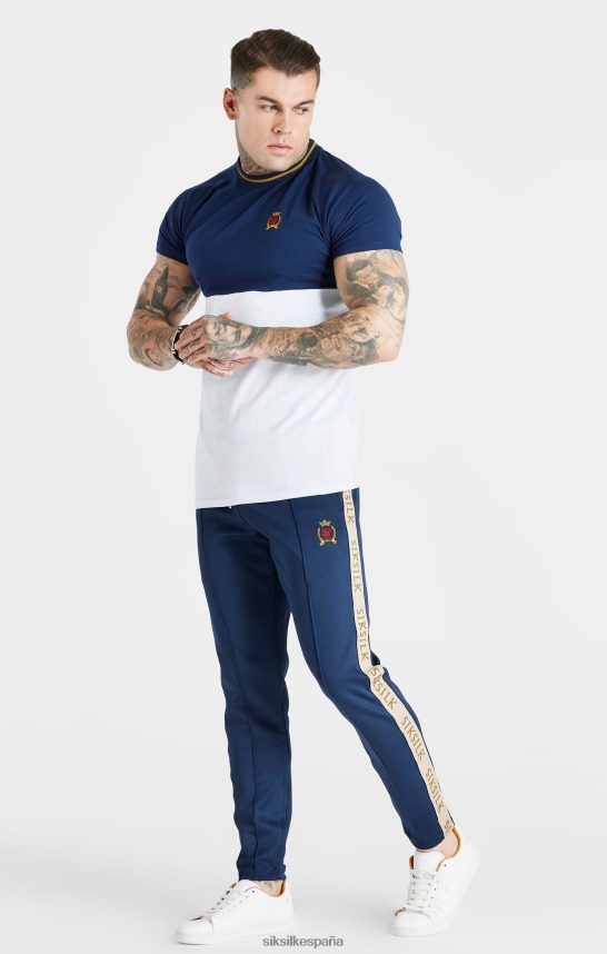 vestir es SikSilk hombres camiseta azul marino ajustada con cortes y costuras 4NP28R377