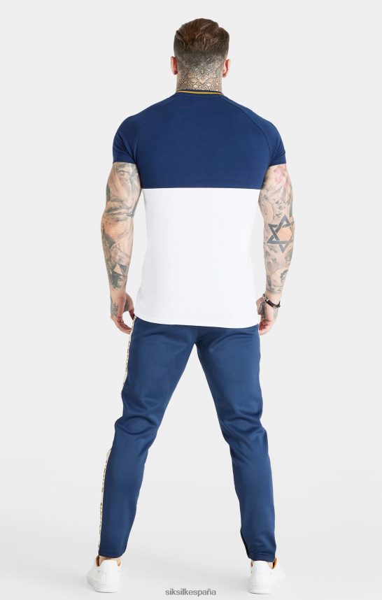 vestir es SikSilk hombres camiseta azul marino ajustada con cortes y costuras 4NP28R377