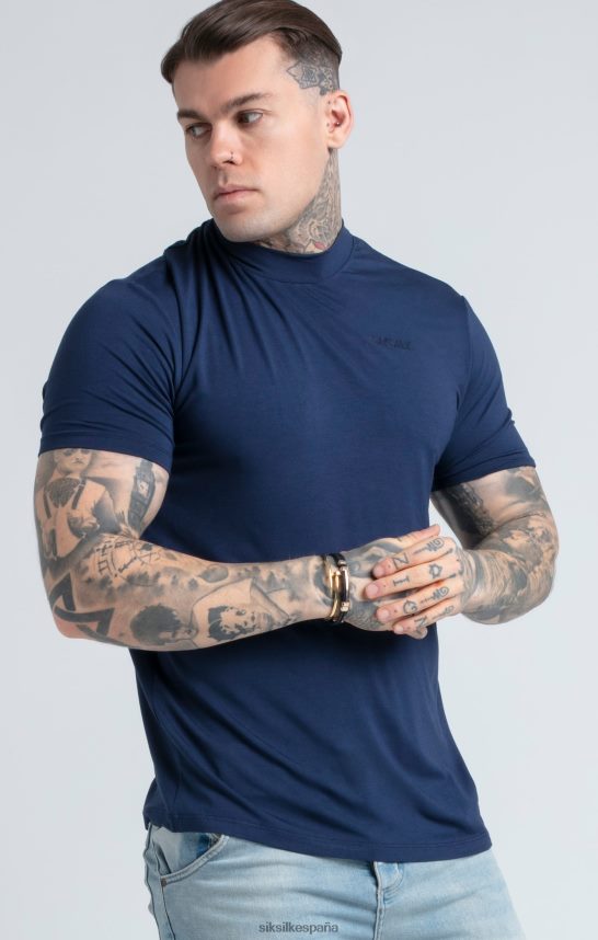 vestir es SikSilk hombres camiseta azul marino con cuello alto 4NP28R379
