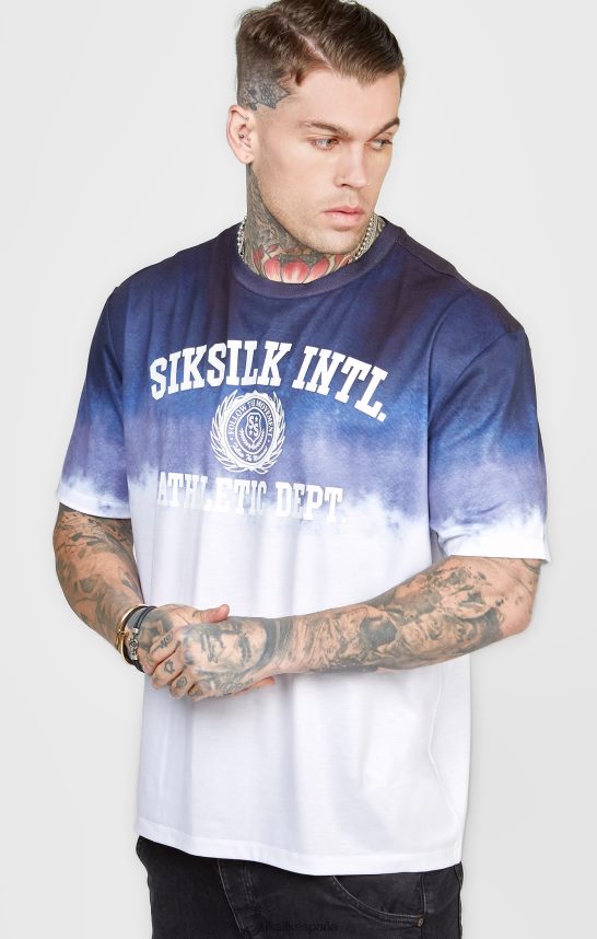 vestir es SikSilk hombres camiseta azul marino con gráfico desgastado 4NP28R384