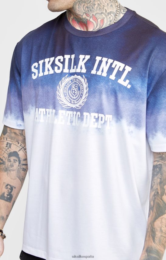 vestir es SikSilk hombres camiseta azul marino con gráfico desgastado 4NP28R384