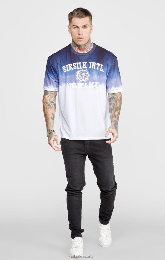 vestir es SikSilk hombres camiseta azul marino con gráfico desgastado 4NP28R384