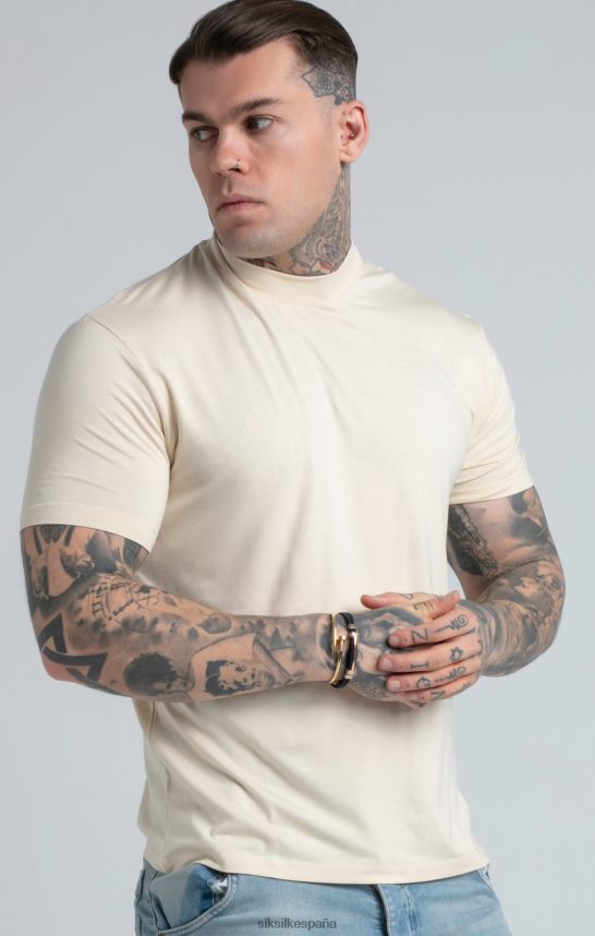 vestir es SikSilk hombres camiseta beige con cuello alto 4NP28R378